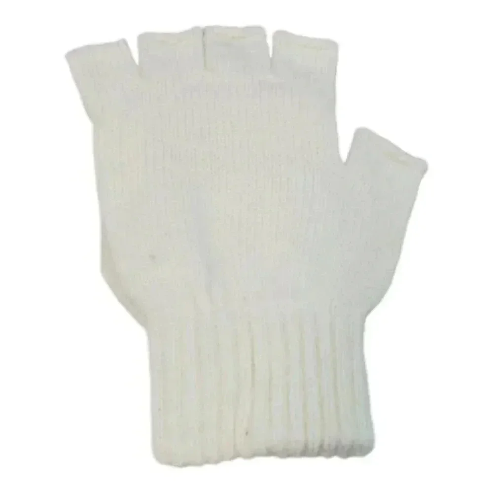 Girls White/Cream Sparkly Snowflake Knit Hat Beanie with Fingerless Glove set
